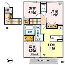 D-room彩雲 3LDKの間取図画像