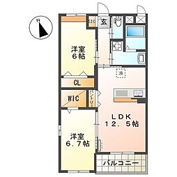 La maison du reve (ラ・メゾン・デュ・レー 2LDKの間取図画像