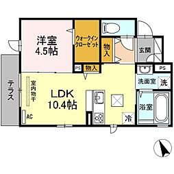 キャッスル多の津 1LDKの間取図画像