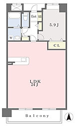リジェール箱崎 1LDKの間取図画像