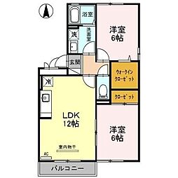 リバーコート志免 2LDKの間取図画像