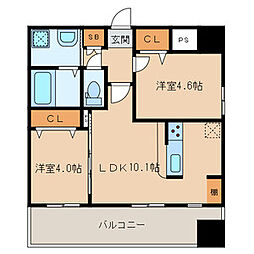 ランドマーク和白 2LDKの間取図画像
