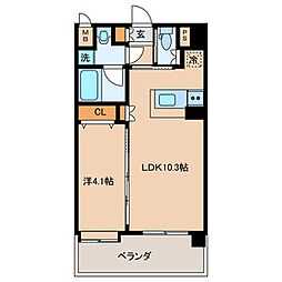 クリムゾン博多2 1LDKの間取図画像