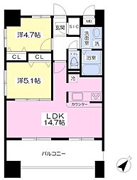 ランドマーク松島 2LDKの間取図画像