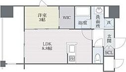 ラクラス博多 1LDKの間取図画像