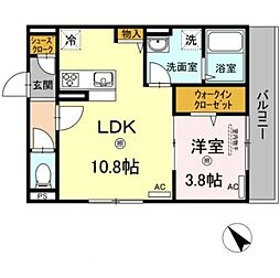 D-room博多East 1LDKの間取図画像
