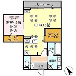 D-ROOM香住ヶ丘公園I 1LDKの間取図画像