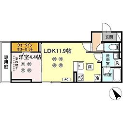 D-ROOM香住ヶ丘公園II 1LDKの間取図画像