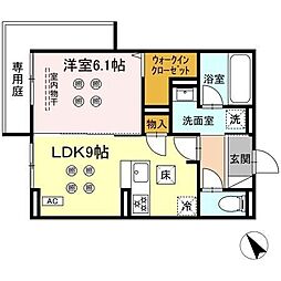 D-ROOM香住ヶ丘公園II 1LDKの間取図画像