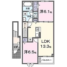 クレアージュ・ウミI 2階2LDKの間取り