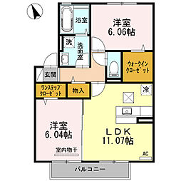 D-room花ヶ浦 2LDKの間取図画像