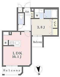 エルプレイス香椎駅前 1LDKの間取図画像
