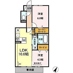 D-room植木 2LDKの間取図画像
