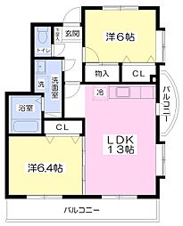 アイクマドミール2 2LDKの間取図画像