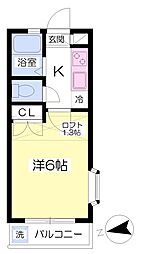 セナール香椎3 1Kの間取図画像