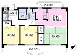 リバーウォーク 3DKの間取図画像