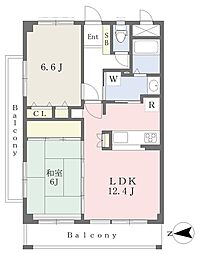 エクセリーヌ香椎 2LDKの間取図画像