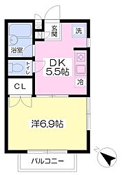 カーサーフォーレスト 1DKの間取図画像