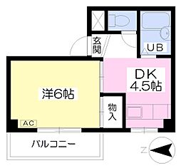 シャトル千早 1DKの間取図画像
