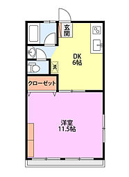 コーポ柊 1DKの間取図画像