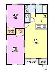 ジャン・ド・フルール 2LDKの間取図画像