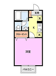 セジュールY 1Kの間取図画像