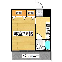 ベルエール調布 1Kの間取図画像