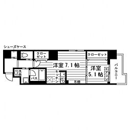 ルーチェ二日町 1DKの間取図画像