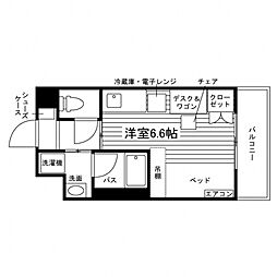 ペアレシア愛宕橋 ワンルームの間取図画像