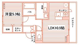 サンフラワーE 1LDKの間取図画像