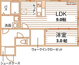マノワール・リヴィエール2 1LDKの間取図画像