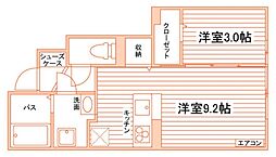 プラヴィダ南通 1LDKの間取図画像