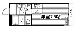 ハイバレー1 1Kの間取図画像