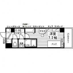 学生会館エンブルエール草薙 1Kの間取図画像
