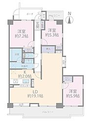 ルイシャトレ越谷大袋 3LDKの間取図画像