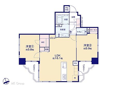 2LDK 間取り