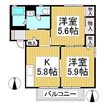 長野県上田市中之条（賃貸アパート2K・2階・43.54㎡） その2