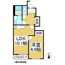 エル・ガーデン 1LDKの間取図画像