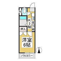 ウェルブレッド本郷 1階1Kの間取り