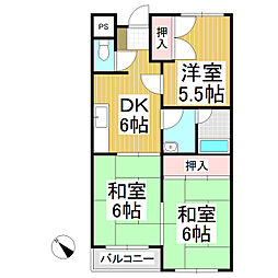 ロイヤルレジデンス長瀬A棟 3DKの間取図画像