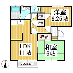田中レジデンス 2LDKの間取図画像