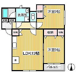 サンモール北大手 2LDKの間取図画像