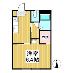 フレグランス中屋 1Kの間取図画像