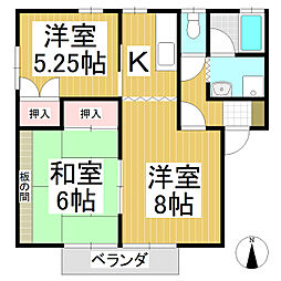 コーポベルフェイスA 3Kの間取図画像