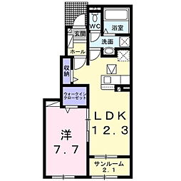 セレーノ上田2 1LDKの間取図画像