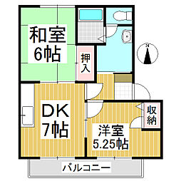サンクスH 2DKの間取図画像