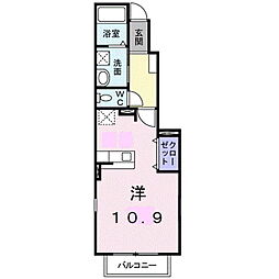 カーサ・ソーレA ワンルームの間取図画像