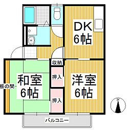 サンガーデン中沢A 2DKの間取図画像