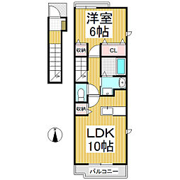 ロングランA 1LDKの間取図画像