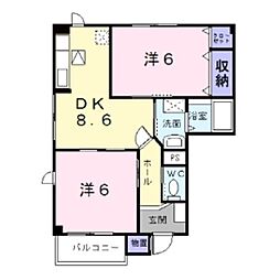 プランドール 2DKの間取図画像